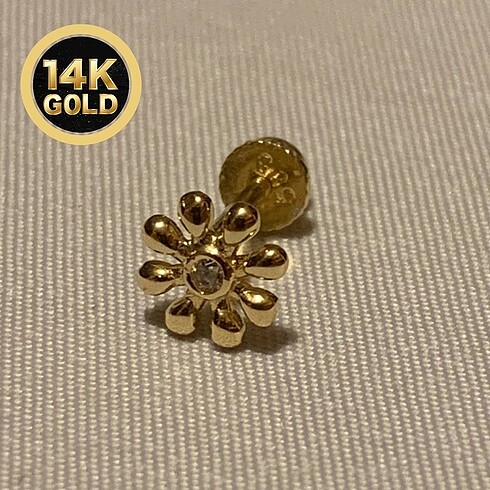 Kürel Accessories 14 Ayar Altın Tragus Piercing Güneş Model