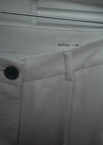 Kadın Beyaz Kumaş Pilili Kumaş Pantolon - Görsel 5