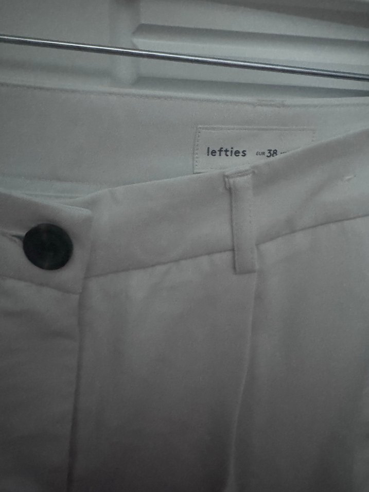 Kadın Beyaz Kumaş Pilili Kumaş Pantolon - Görsel 5