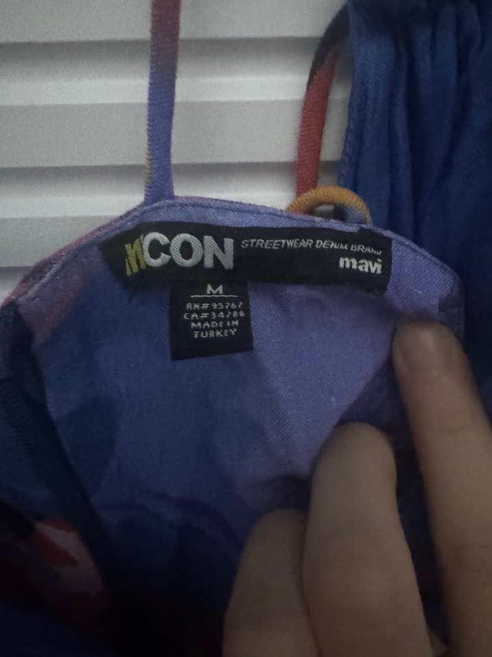 Mavi Çok Renkli Bohem Uzun Askılı Elbise - Görsel 3