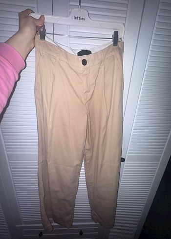 Zara Bej Kadın Keten Bol Kesim Pantolon - Görsel 5