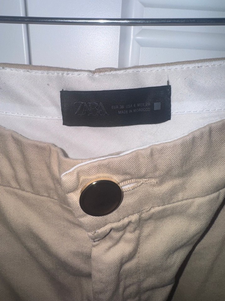 Zara Bej Kadın Keten Bol Kesim Pantolon - Görsel 2