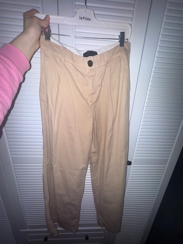 Zara Bej Kadın Keten Bol Kesim Pantolon - Görsel 5