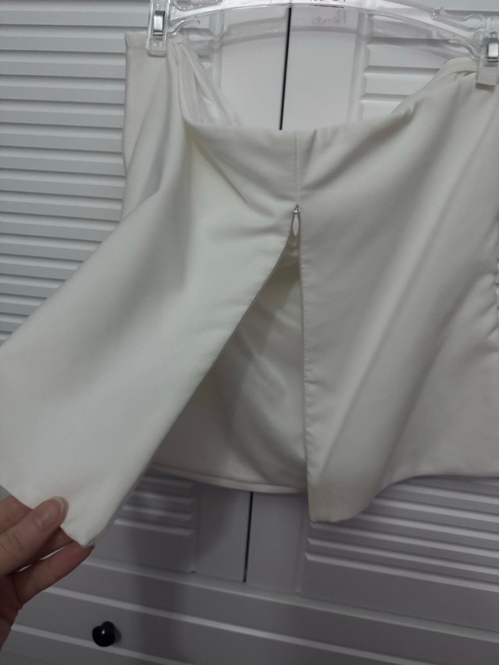 Beyaz Drapeli Straplez Mini Bustiyer - Görsel 3