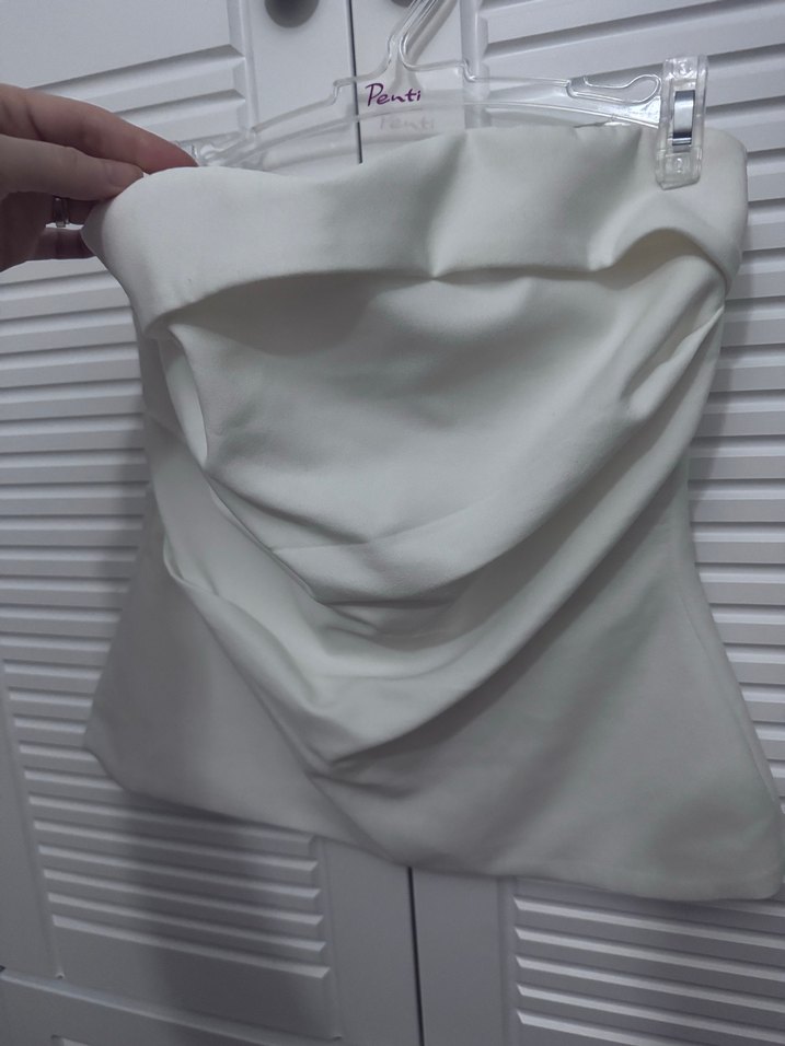 Beyaz Drapeli Straplez Mini Bustiyer - Görsel 2