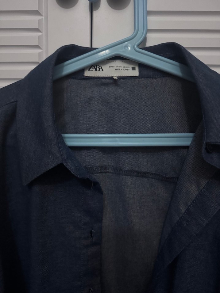 Zara Nakış Detaylı Düğmeli Denim Kadın Gömlek - Görsel 2