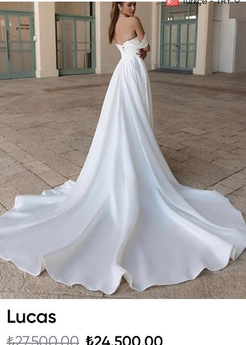 Lucas Beyaz Straplez A Kesim Gelinlik - Görsel 3