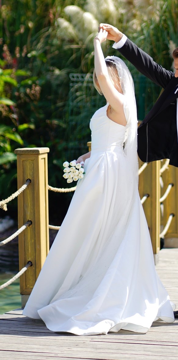 Lucas Beyaz Straplez A Kesim Gelinlik - Görsel 5