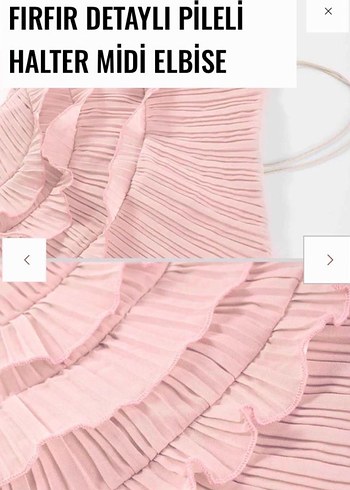 Pudra Pileli Straplez Bohem Midi Elbise - Görsel 2