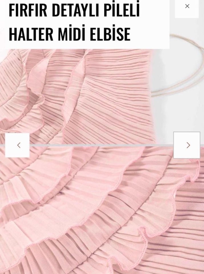 Pudra Pileli Straplez Bohem Midi Elbise - Görsel 2