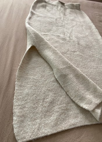 Kadın Gri Uzun Triko Keten Etek - Görsel 3