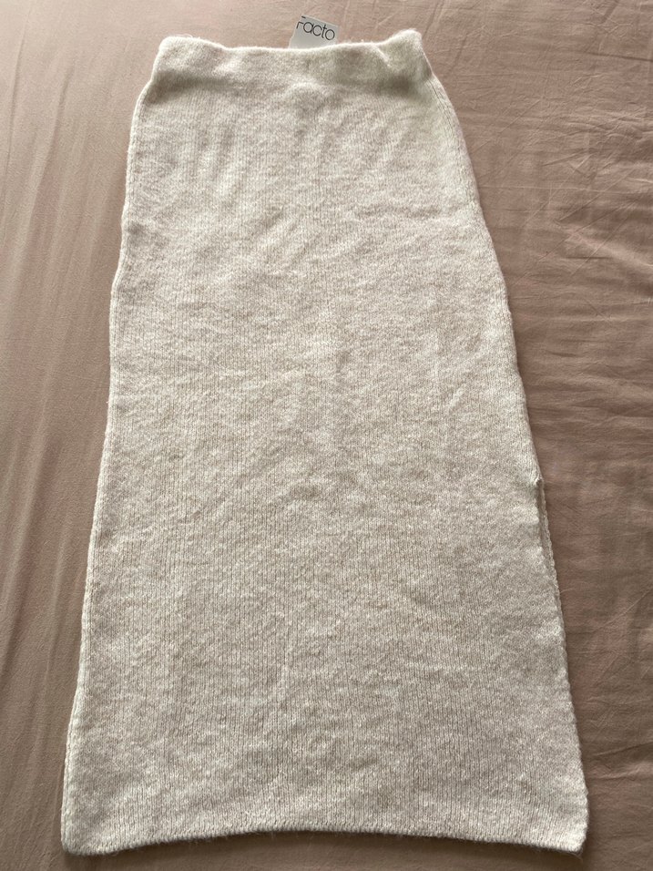 Kadın Gri Uzun Triko Keten Etek - Görsel 2