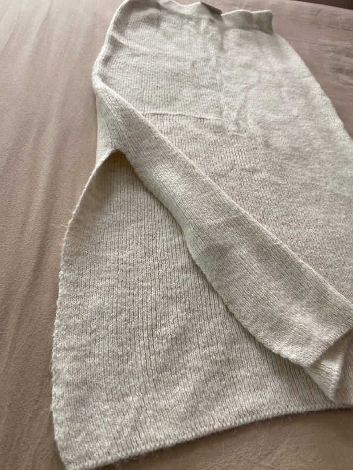 Kadın Gri Uzun Triko Keten Etek - Görsel 3