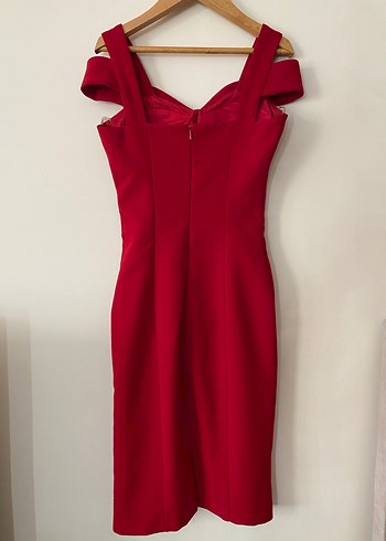 Kırmızı Drapeli Midi Elbise - Görsel 2