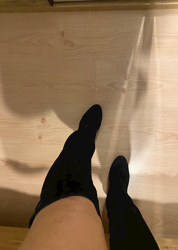 Siyah Süet İnce Topuklu Dizüstü Kadın Çizme - Görsel 4