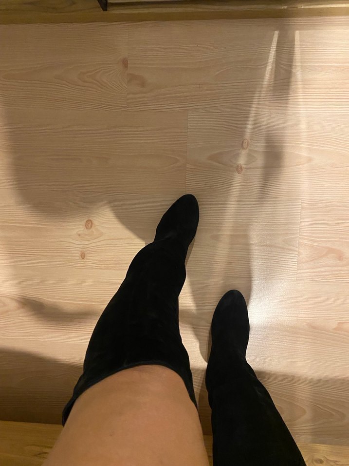 Siyah Süet İnce Topuklu Dizüstü Kadın Çizme - Görsel 4