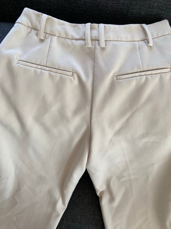 Bej Kadın Pilili Kumaş Pantolon - Görsel 4