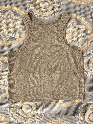 Gri Halter Yaka Crop