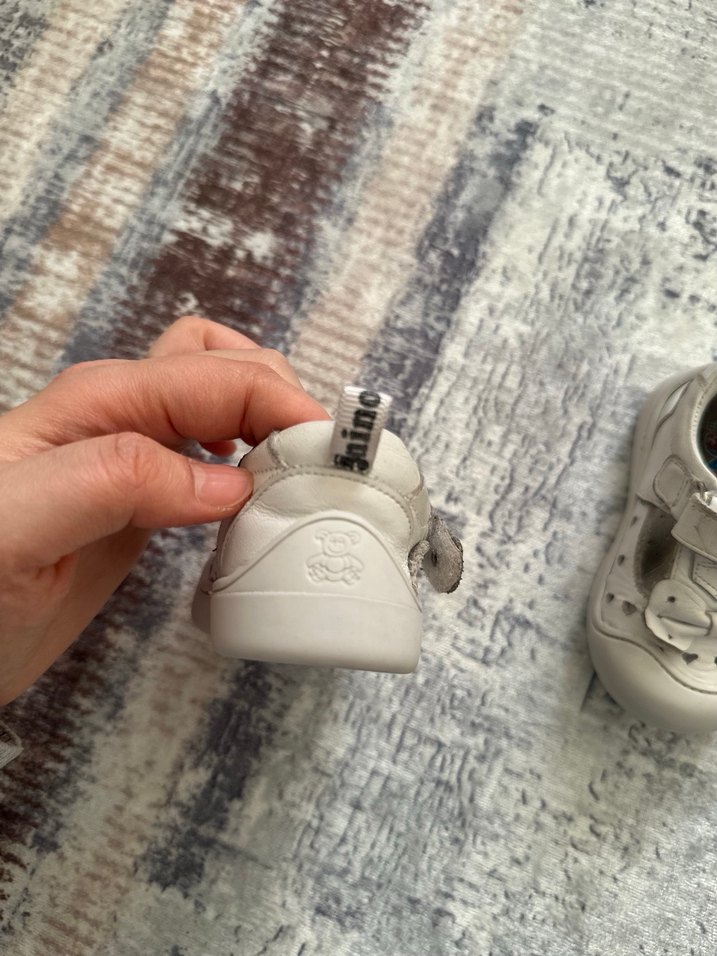 Kız Bebek Beyaz İlk Adım Ayakkabısı Velcro - Görsel 3