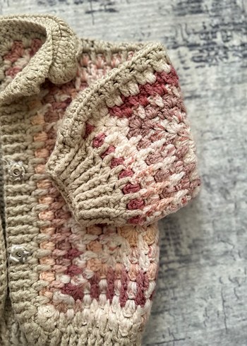 Kız Çocuk Bej Bohem Örgü Hırka - Görsel 3