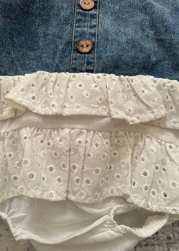 Kız Çocuk Kot Elbise Fırfırlı Yakalı - Görsel 3