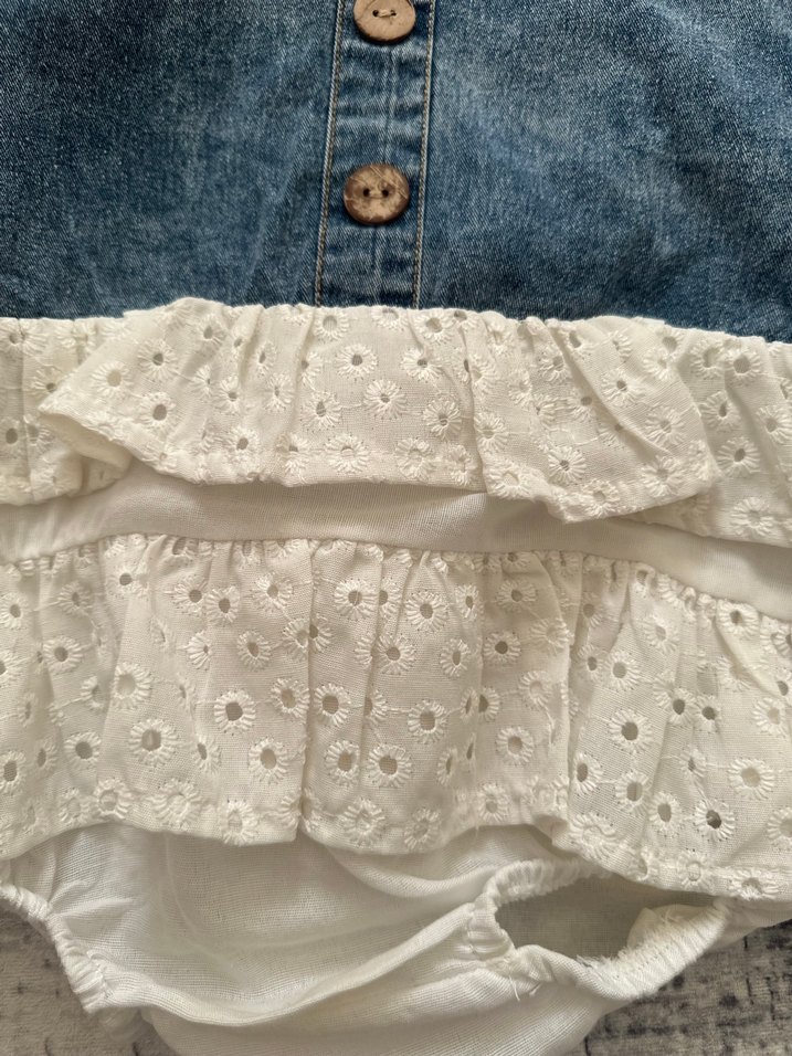 Kız Çocuk Kot Elbise Fırfırlı Yakalı - Görsel 3