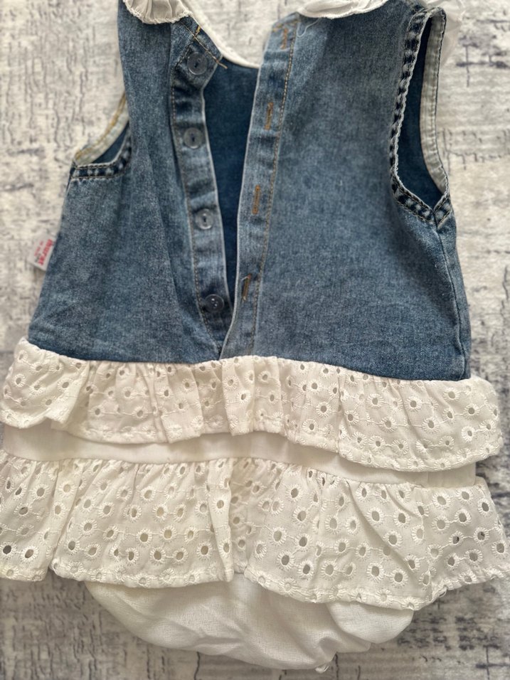 Kız Çocuk Kot Elbise Fırfırlı Yakalı - Görsel 4