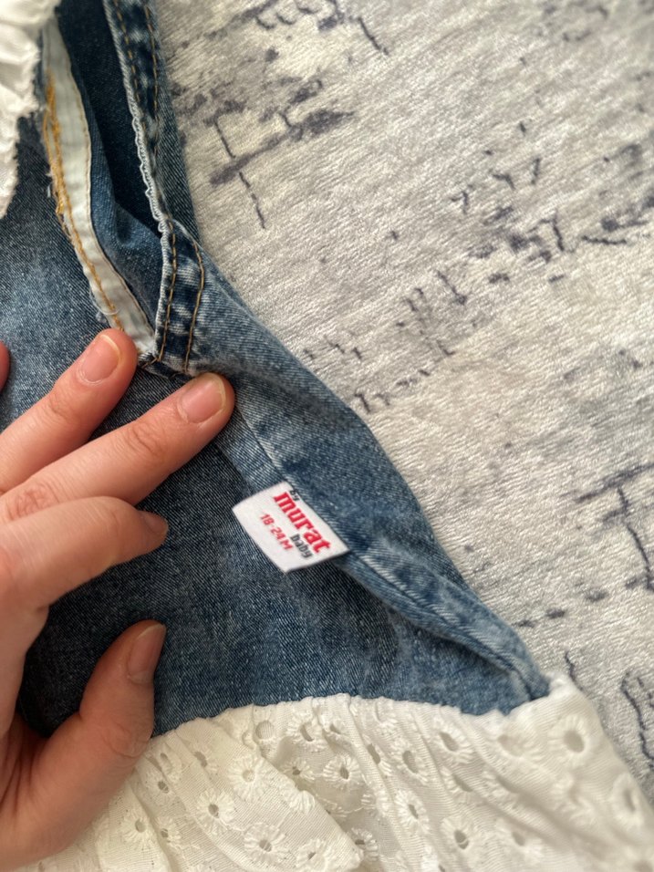 Kız Çocuk Kot Elbise Fırfırlı Yakalı - Görsel 5