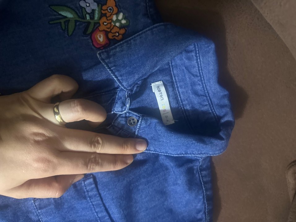 Nakışlı Mavi Denim Kız Gömlek - Görsel 4
