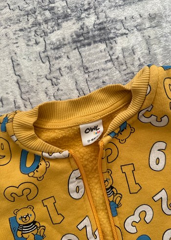 Sarı Fermuarlı Erkek Çocuk Sweatshirt - Görsel 4