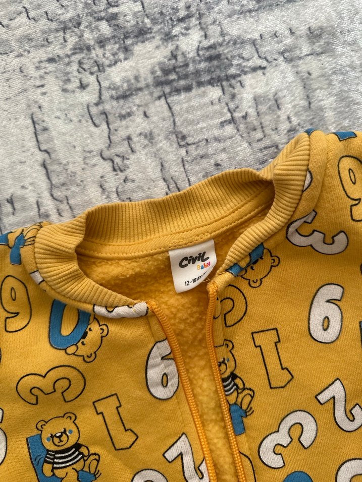 Sarı Fermuarlı Erkek Çocuk Sweatshirt - Görsel 4