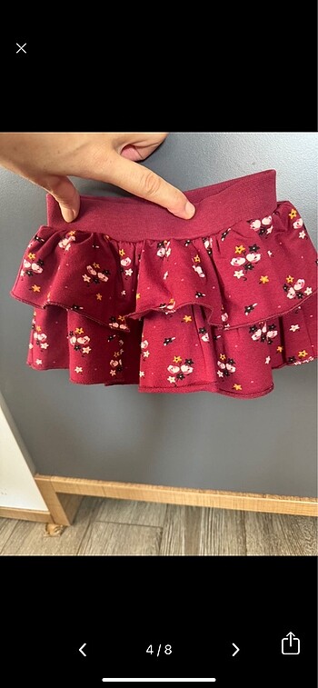 3-6 Ay Beden bordo Renk Fırfırlı mini etek