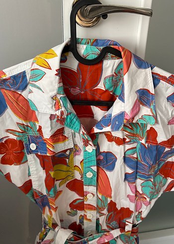 Renkli Desenli Kısa Kollu kısa şort tulum - Görsel 2