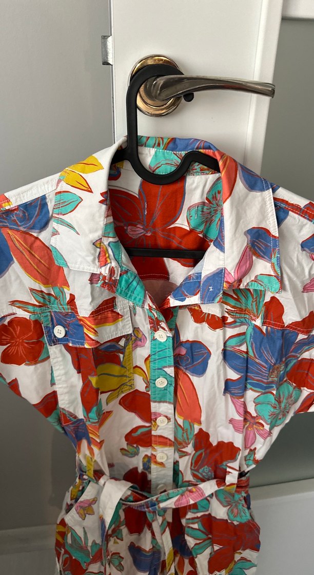 Renkli Desenli Kısa Kollu kısa şort tulum - Görsel 2