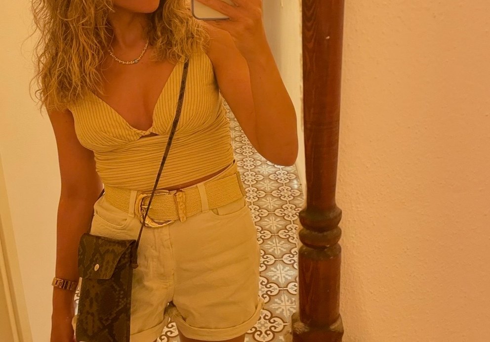 Zara bej Çizgili Kadın Midi Büstiyer - Görsel 4