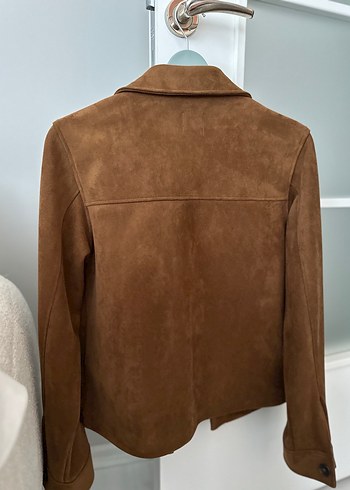 Zara Kahverengi Süet Düğmeli Ceket - Görsel 4