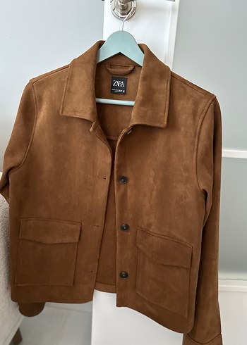 Zara Kahverengi Süet Düğmeli Ceket - Görsel 3