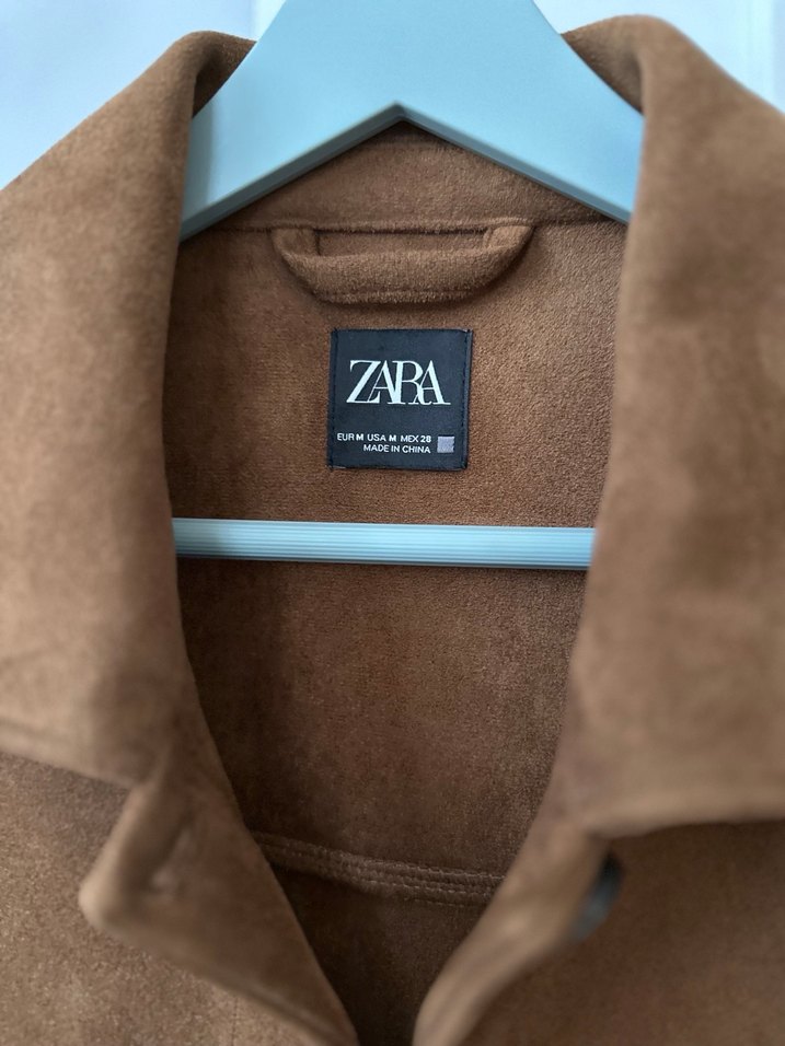 Zara Kahverengi Süet Düğmeli Ceket - Görsel 2