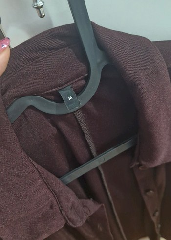 Kadın Kahverengi V Yaka Uzun Kollu Ofis Gömlek - Görsel 4