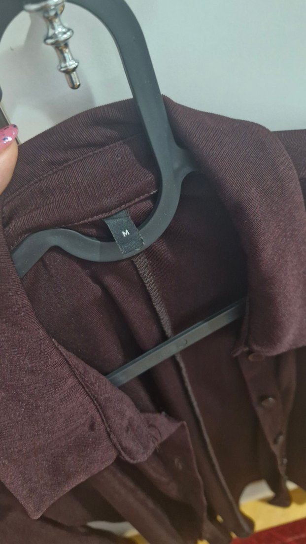 Kadın Kahverengi V Yaka Uzun Kollu Ofis Gömlek - Görsel 4