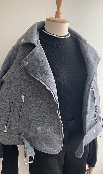 s Beden Zara Model Gri Biker Ceket