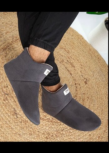 Gri Erkek Ev Botu Cırt Cırtlı Rahat Tasarım - Görsel 2