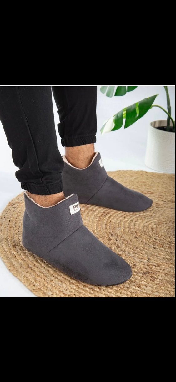 Gri Erkek Ev Botu Cırt Cırtlı Rahat Tasarım - Görsel 3