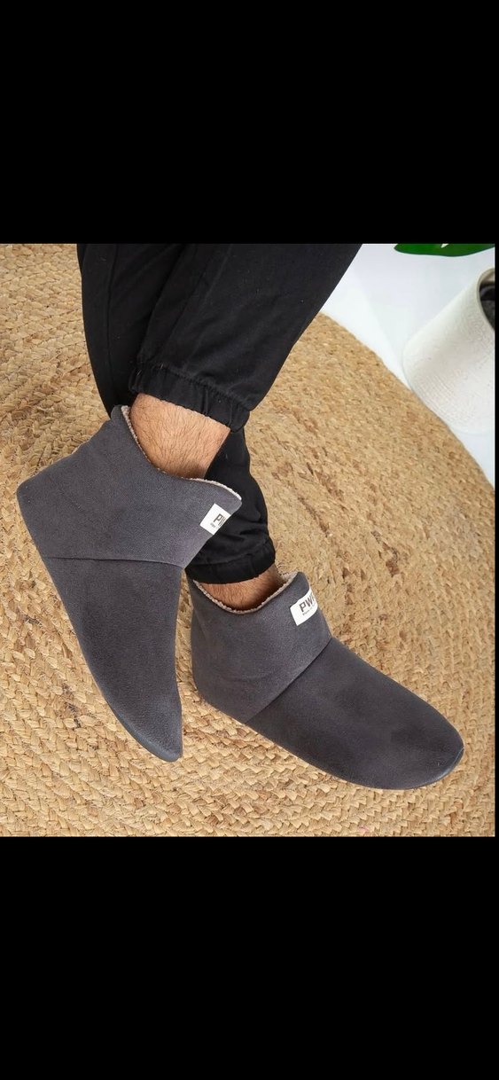 Gri Erkek Ev Botu Cırt Cırtlı Rahat Tasarım - Görsel 2