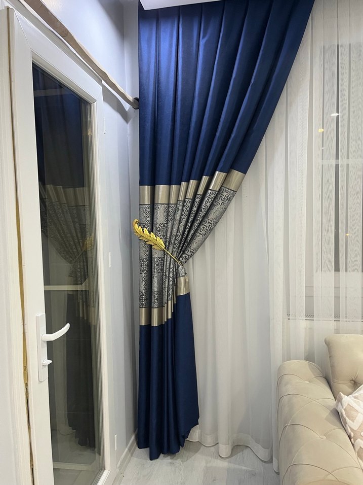 Lacivert Parlak Fon Perde - Görsel 3