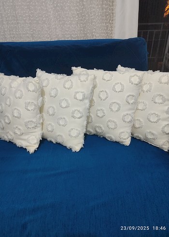 Bohem beyaz İşlemeli Beyaz Dekoratif Yastık - Görsel 4