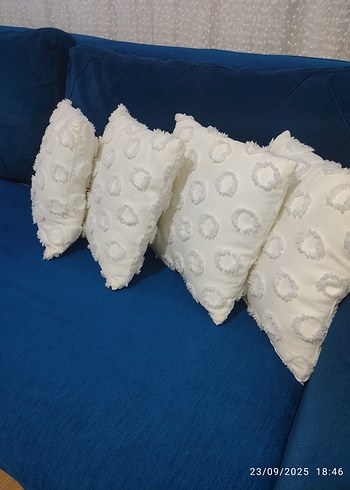 Bohem beyaz İşlemeli Beyaz Dekoratif Yastık - Görsel 3