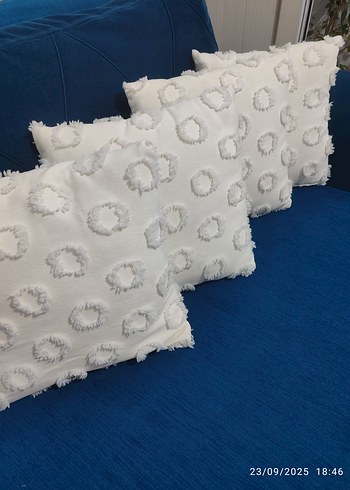 Bohem beyaz İşlemeli Beyaz Dekoratif Yastık - Görsel 2