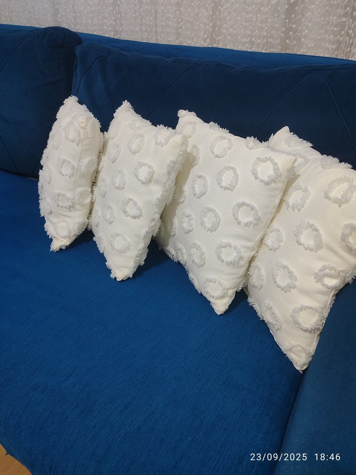 Bohem beyaz İşlemeli Beyaz Dekoratif Yastık - Görsel 3