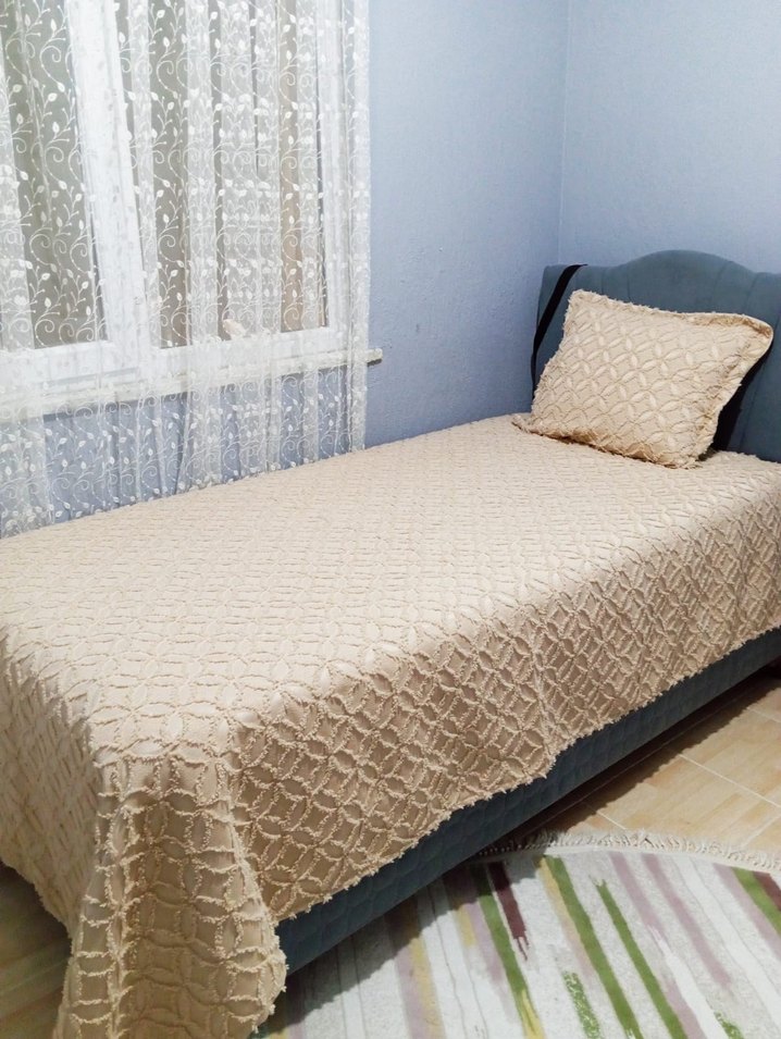 Bej Nakışlı Yatak Örtüsü - Görsel 2